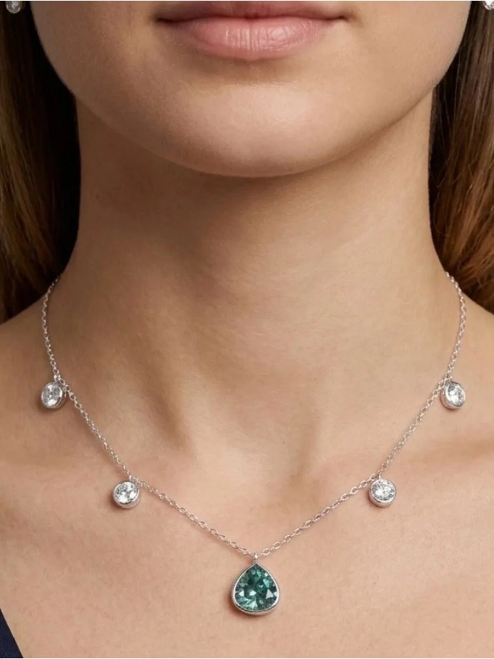 3.75ct Diamond by the yard silver 925 Necklace - Brazil Green White Diamonds - Picture 1 of 3